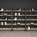 Modern Bookcase With Multiple Shelves Holding Books Decorative Items And Potted Plants
