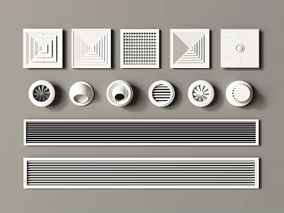 Various Air Conditioner Vent Designs Including Square Round And Rectangular Styles 3d model