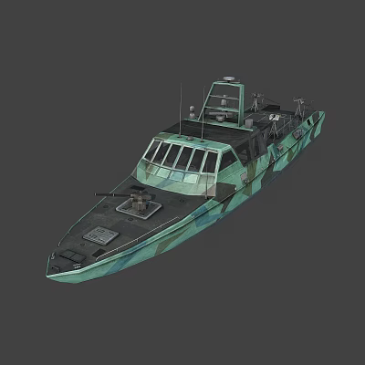 Military Camouflage Yacht With Equipment And Structure 3d model Military Camouflage Yacht With Equipment And Structure 3d model
