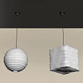 Two Modern Pendant Lights With Round And Square Paper Shades 3d model
