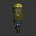 Futuristic Yellow Weapon 3D Model Featuring Grip Pointed Base And Top Circular Details