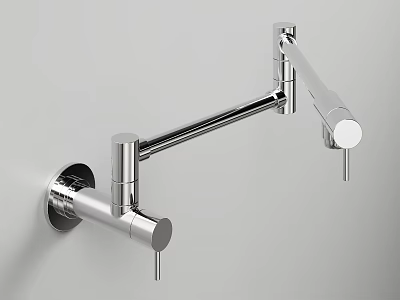 Modern Stainless Steel Wall Mounted Kitchen Faucet With Swivel Spout Design 3d model
