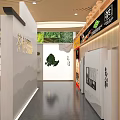 Traditional Exhibition Hall Interior With Wooden Ceiling Display Platforms And Chinese Signage