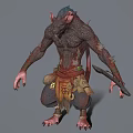 Anthropomorphic Rat Warrior Character With Clawed Hands Mythical Creature Features And Decorative Belt