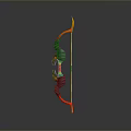 Mythical Bow Weapon With Red Black Design Curved Shape Demon Horns And Golden String
