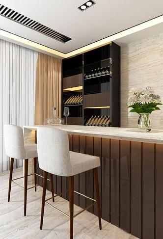 Bar chair combination 3d model