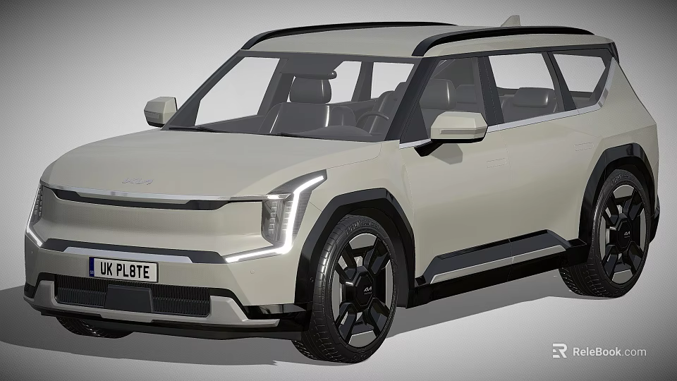 Stylish Modern UK Plate SUV Car Featuring LED Headlights and Black Wheels 3d model 