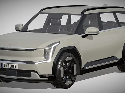 Stylish Modern UK Plate SUV Car Featuring LED Headlights and Black Wheels 3d model