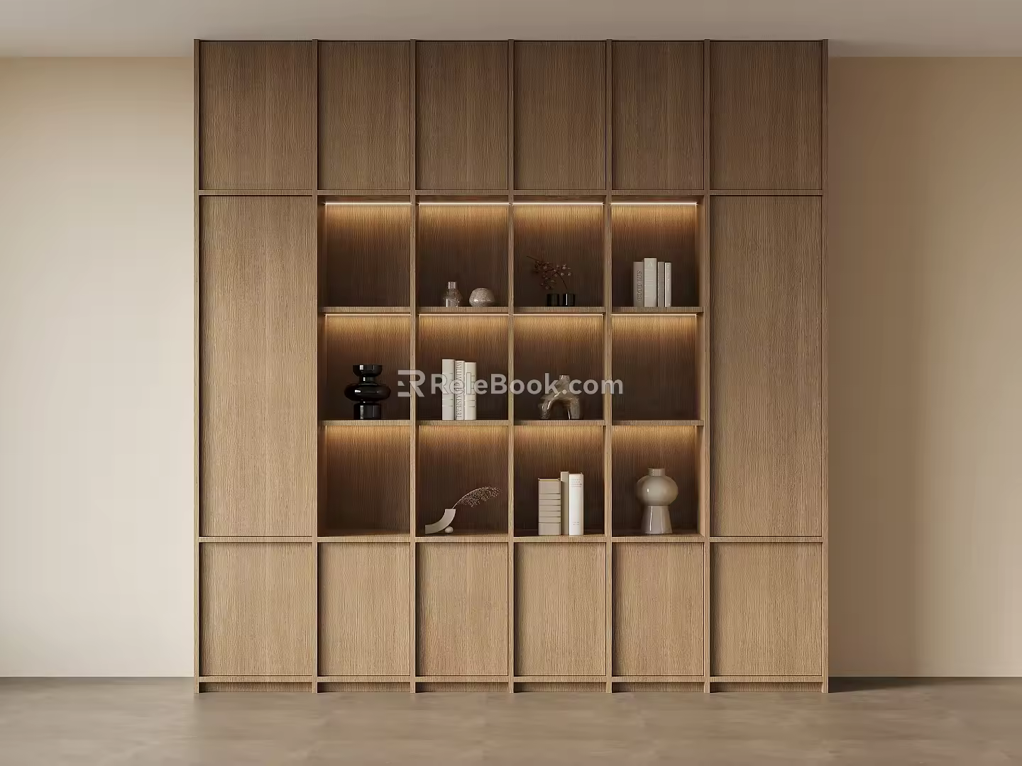 Middle Style Bookcase Bone Line Bookcase 3d model