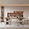 Modern Middle Ancient Style Restaurant Sideboard Dining Table and Chair Combination 3d model