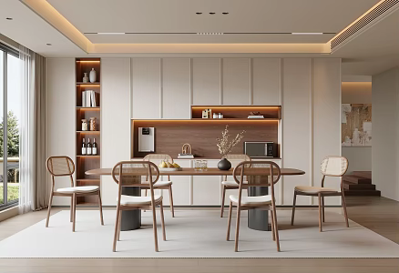 Modern Middle Ancient Style Restaurant Sideboard Dining Table and Chair Combination 3d model
