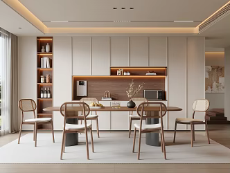 Modern Middle Ancient Style Restaurant Sideboard Dining Table and Chair Combination 3d model