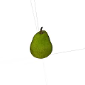 Fresh Green Pear With Brown Stem And Speckled Surface On Dark Background