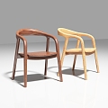 Nordic Solid Wood Dining Chair Leisure Chair 3d model