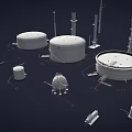 Industrial Storage Tanks and Towers with Supporting Equipment in Industrial Facility