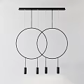 Modern Circular Overlapping Chandeliers with Black Frame and Sleek Design 3d model