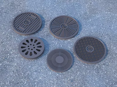 Household Metal Drain Covers Featuring Different Patterns And Round Designs For Daily Household Use 3d model
