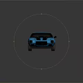 Blue Classic Sports Car with Black Racing Stripes Shiny Exterior and Black Wheels