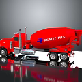 Red Ready Mix Concrete Truck With Large Drum And Commercial Vehicle Design