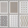 Diverse Decorative Wall Panels Featuring Geometric Circular Wave And Textured Patterns 3d model