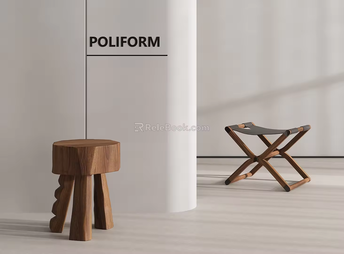Quiet and Antique Style Shoe Changing Stool Log Stool Low Stool Dressing Stool 3d model