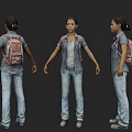 modern woman backpack girl 3d model