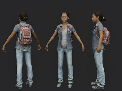 modern woman backpack girl 3d model