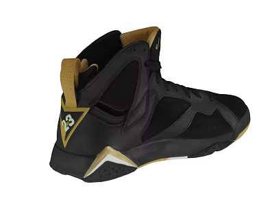 Black and Gold High Top Sneakers with Contrast Accent and Sporty Design 3d model