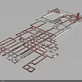 Building Structure Model Featuring Red And White Framework Design Details 3d model
