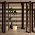 Middle ancient style folding door glass sliding door sliding door shutter 3d model