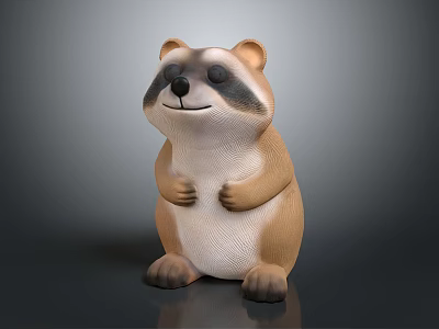 Raccoon Cartoon Figurine With Brown And White Fur Standing With Hands On Chest 3d model