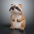 Raccoon Cartoon Figurine With Brown And White Fur Standing With Hands On Chest