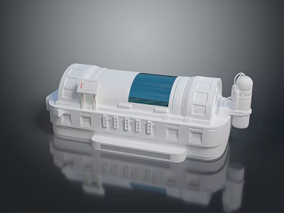 Modern White Laboratory Equipment With Blue Cylindrical Chamber And Reflective Surface 3d model