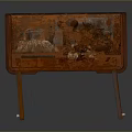 Vintage Wooden Cabinet With Open Doors Interior Storage And Decorative Knobs