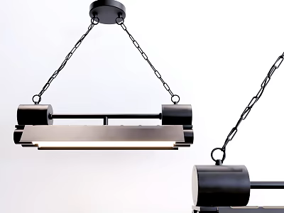 Modern Black Metal Rectangular Pendant Light With Chain Hanging And Soft Illumination Design 3d model