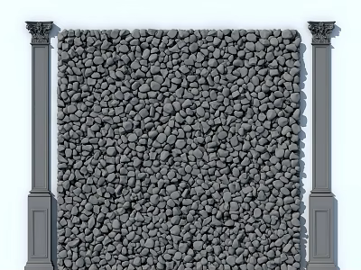 Elegant Gypsum Cornice Design With Interior Columns And Stone Textured Wall 3d model