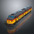 Texas Eagle Vintage Diesel Train With Black Yellow Red Livery And Multiple Carriages
