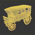 Vintage Horse Carriage With Black Canopy Red Wheels And Wooden Body