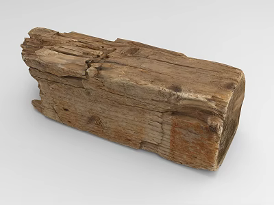 Rustic Weathered Stone Wood Block With Natural Cracks And Textured Surface 3d model