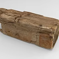 Rustic Weathered Stone Wood Block With Natural Cracks And Textured Surface