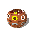 Colorful Spherical Decorative Ornament Set With Brown Base And White Yellow Blue Circular Cutouts