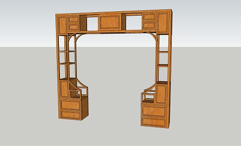 New Chinese Arch Moon Door Antique Frame 3d model