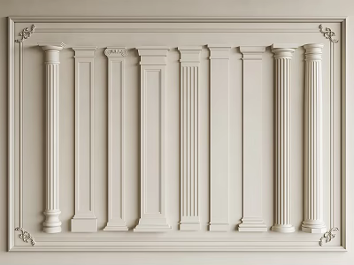 Architectural Display Of Various Decorative Columns With Ornate Borders And Classic Designs 3d model