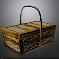 Handwoven Bamboo Storage Basket With Handheld Handle And Double Compartment Design