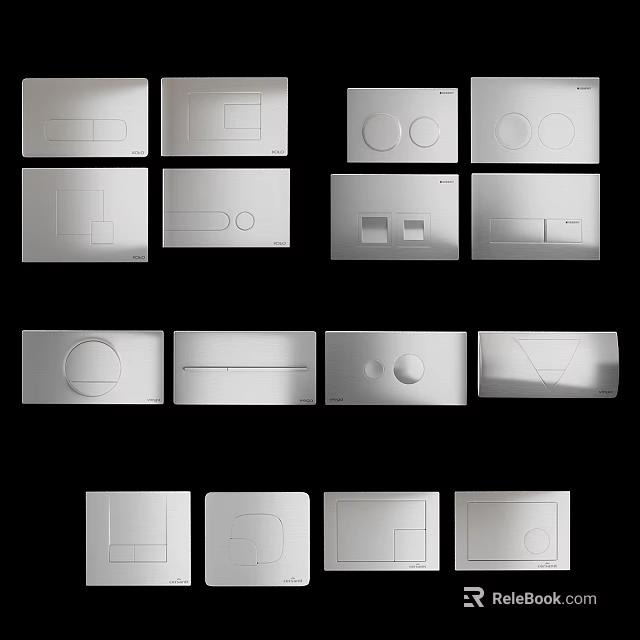 Modern White Switch Panels With Various Simple Designs And Different Button Shapes 3d model