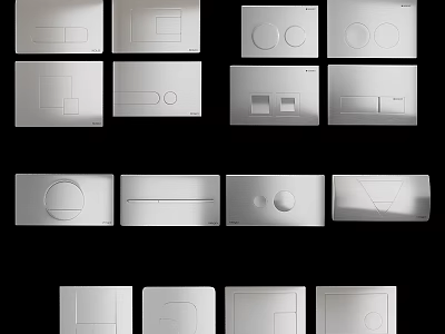 Modern White Switch Panels With Various Simple Designs And Different Button Shapes 3d model