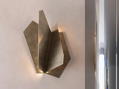 Contemporary Geometric Brass Wall Sconce With Angular Shape For Living Room Wall Decoration 3d model