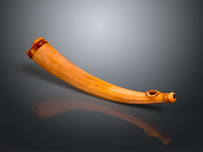 Hand Carved Horn Sculpture With Curved Design And Smooth Surface Finish 3d model