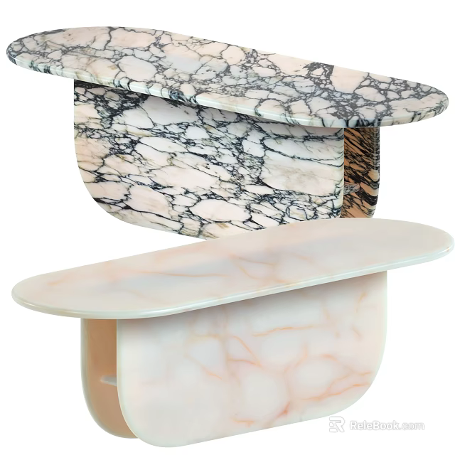 Modern Interior Marble Coffee Table With Curved Top And Sleek Design 3d model 