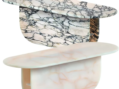 Modern Interior Marble Coffee Table With Curved Top And Sleek Design 3d model